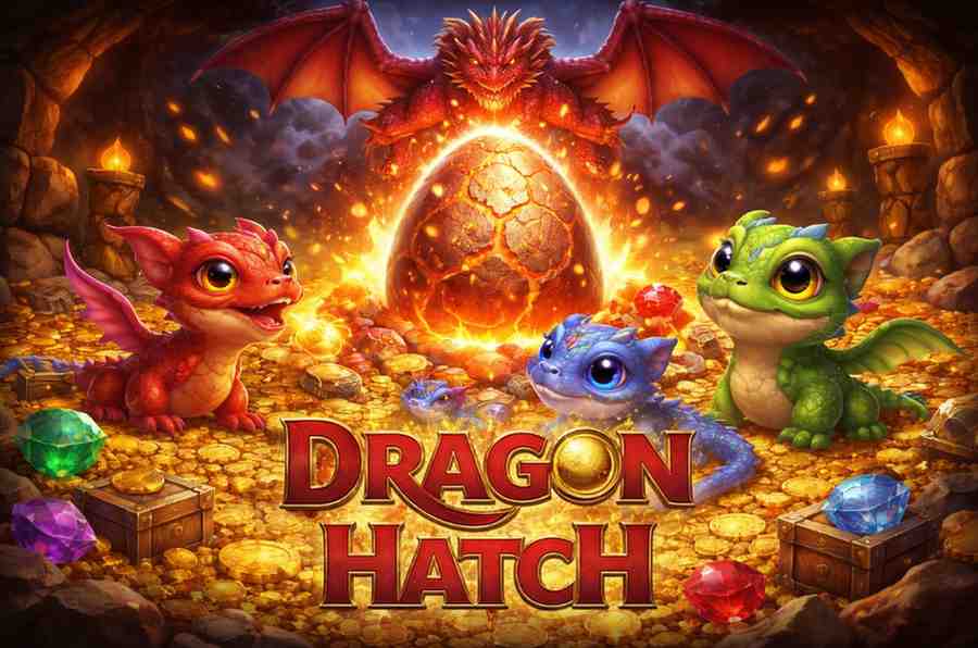 Dragon Hatch slot no XT7 com dragões coloridos e recursos bônus especiais